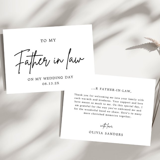 Tarjeta De Agradecimiento Mínimo a mi suegro el día de mi boda (Subido por el creador)