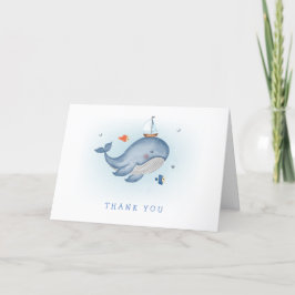 Tarjeta De Agradecimiento Mínimo Bajo La Mira Whale Nautica Baby Shower