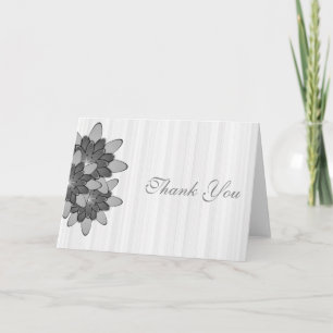 Tarjeta De Agradecimiento Mínimo blanco con Lotus floral gris Gracias