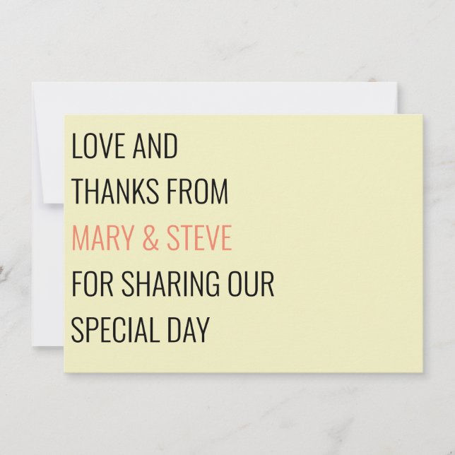 Tarjeta De Agradecimiento Mínimo Crema Simple Gran y Negrita Boda (Anverso)
