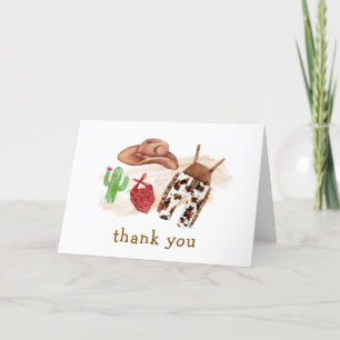 Tarjeta De Agradecimiento Mínimo Desierto Occidental Cactus Cowboy Baby Show