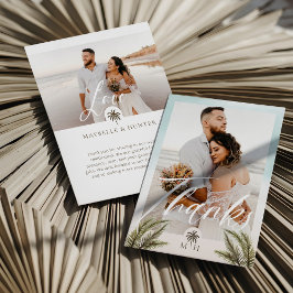 Tarjeta De Agradecimiento Mínimo Monograma de árbol de palmas fotográficas m