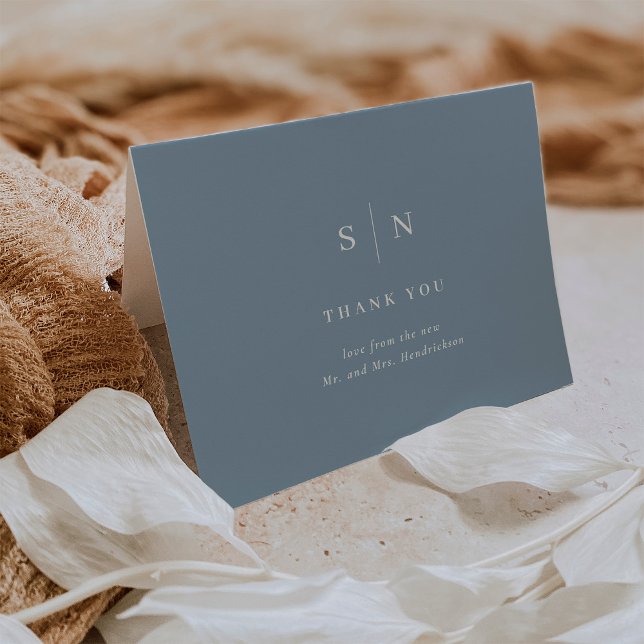 Tarjeta De Agradecimiento Mínimo y Moda | Boda azul y blanco turbio (Subido por el creador)