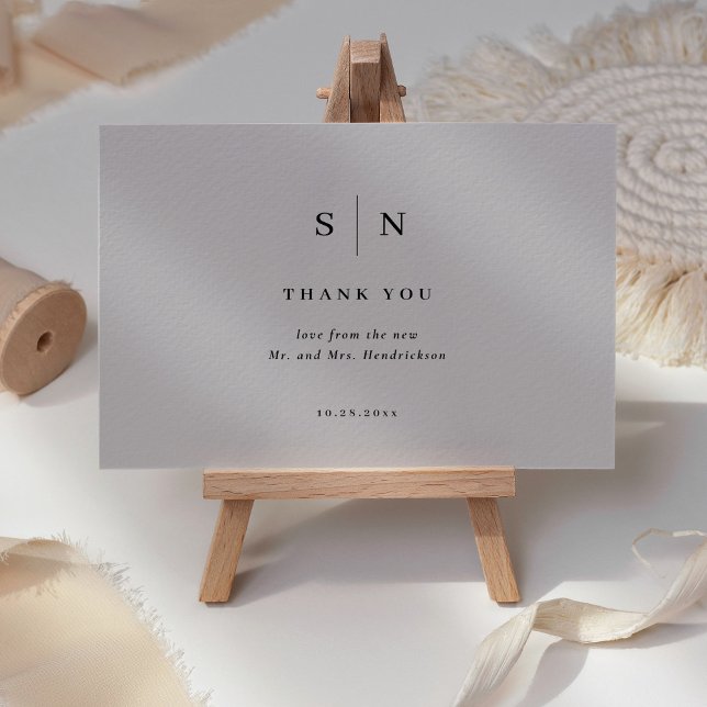Tarjeta De Agradecimiento Mínimo y Moda | Gris y Boda negro blandos (Subido por el creador)