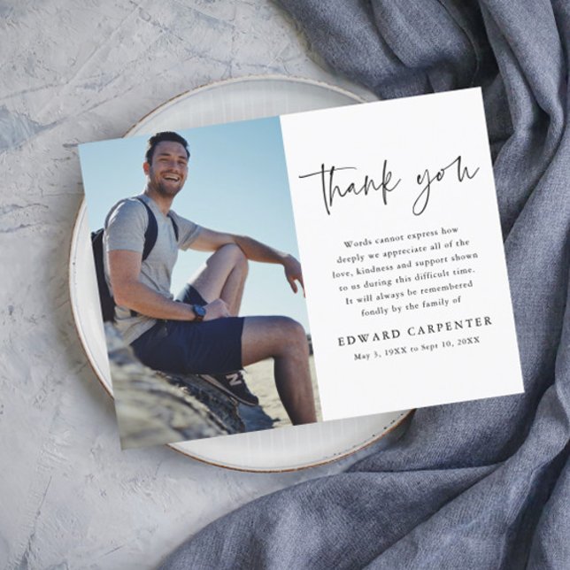 Tarjeta De Agradecimiento Mínimo y simple foto en memoria del funeral (Subido por el creador)