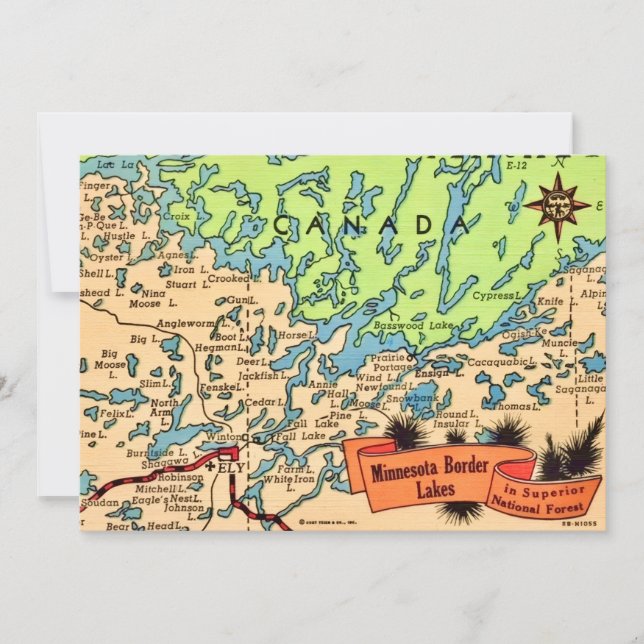 Tarjeta De Agradecimiento Minnesota Lakes Map Card (Anverso)