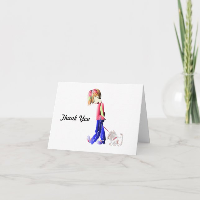 Tarjeta De Agradecimiento ¡Minnie-me! Chico caminando Westie Dog Art (Anverso)
