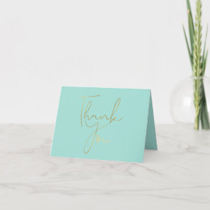 Tarjeta De Agradecimiento Mint Gold Elegant Gracias
