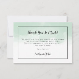 Tarjeta De Agradecimiento Mint Green Watercolor Black Script Photo Boda