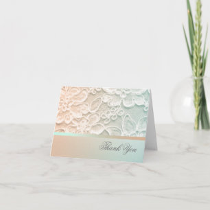 Tarjeta De Agradecimiento Mint Green y Peach Lace