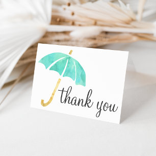 Tarjeta De Agradecimiento Mint Umbrella Baby Shower Thank You Cards