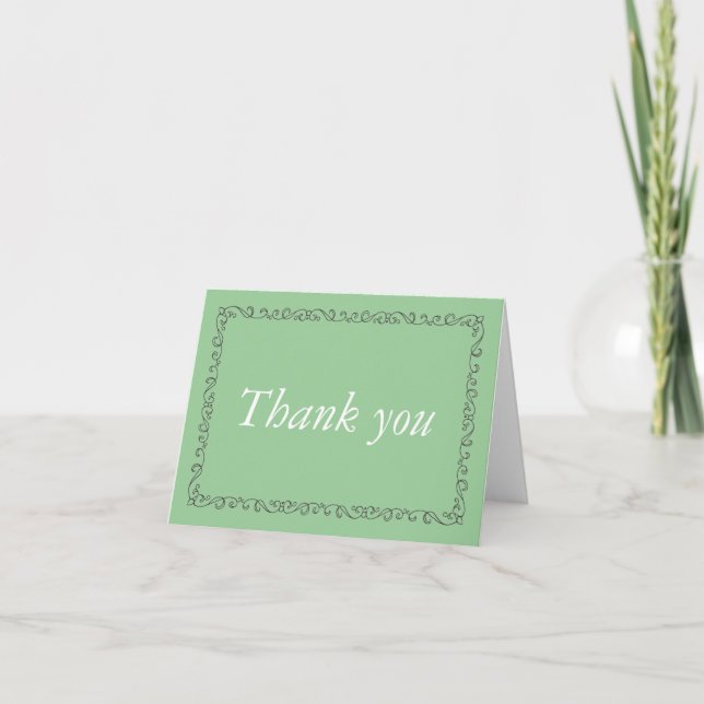 Tarjeta De Agradecimiento Minty Green Elegant Frame Gracias (Anverso)