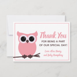 Tarjeta De Agradecimiento ¡Mira quién está casi listo! Búho Rosa