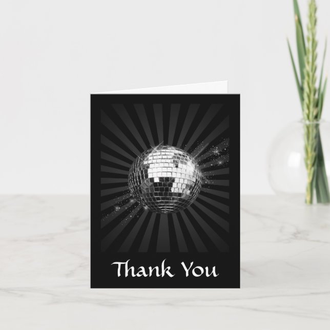 Tarjeta De Agradecimiento Mirror Disco Ball on Black (Anverso)