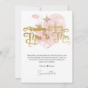 Tarjeta De Agradecimiento Miss a la señora Moda Heart Map Travel Bridal Show