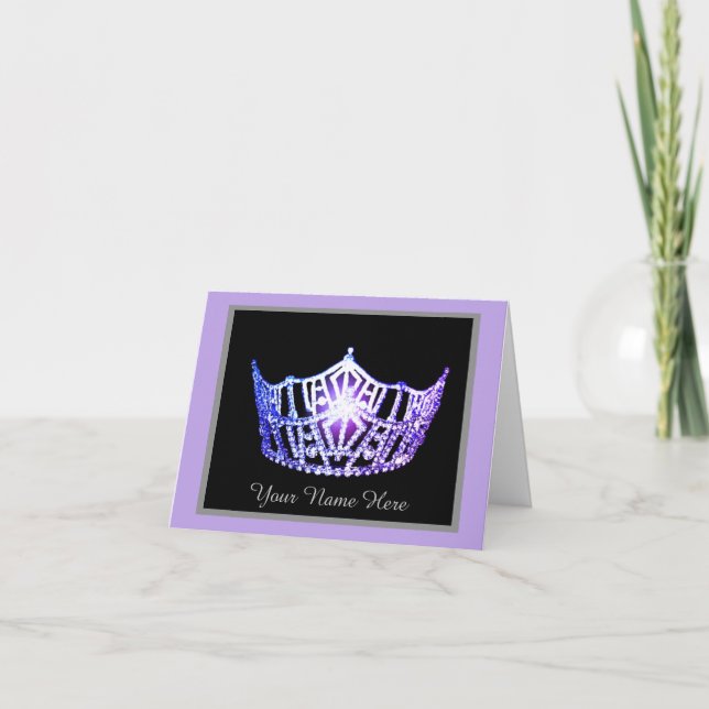 Tarjeta De Agradecimiento Miss America Lavender Crown Gracias Impreso Con Ta (Anverso)