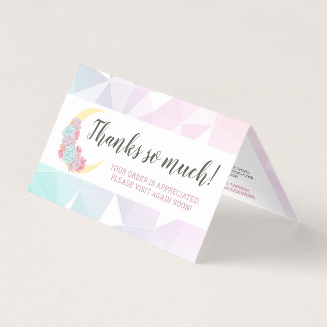 Tarjeta de agradecimiento mística boho de pastel d (Anverso)