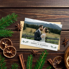 Tarjeta De Agradecimiento Mistletoe Merry Casado Con Navidades De Fotografía