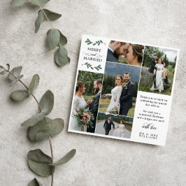 Tarjeta De Agradecimiento Mistletoe verde cuadrado con Navidades casados