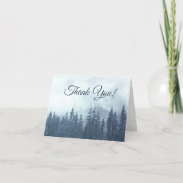 Tarjeta De Agradecimiento Misty Blue Pines Simple Rustic Boda Photo