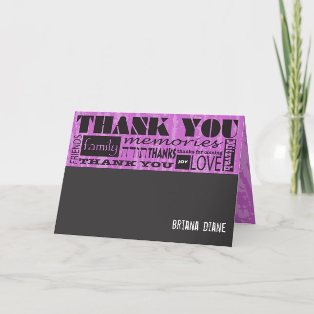 Tarjeta De Agradecimiento MITZVAH WORDS SAYINGS Bar Bat Thank You Card (Anverso)