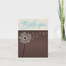 Tarjeta De Agradecimiento Mocha Rustic Linen Dandelion Gracias Cartas