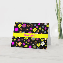 Tarjeta De Agradecimiento Mod Black Floral
