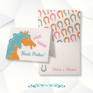 Tarjeta De Agradecimiento Mod Cowboy Western Horse.