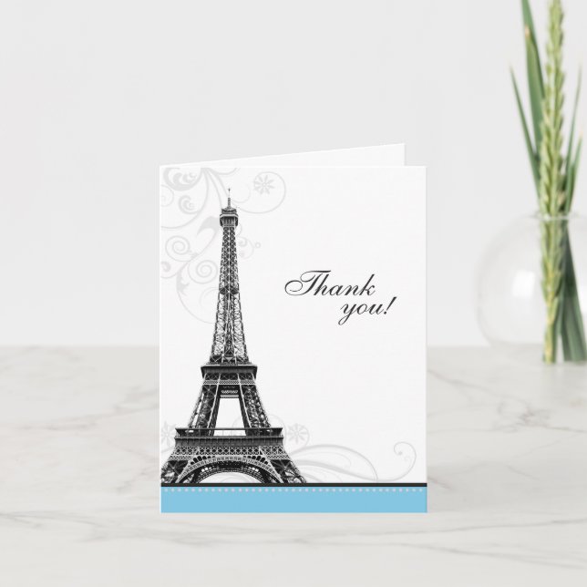 Tarjeta De Agradecimiento Mod Flourier Torre Eiffel Paris Gracias Cartas (Anverso)