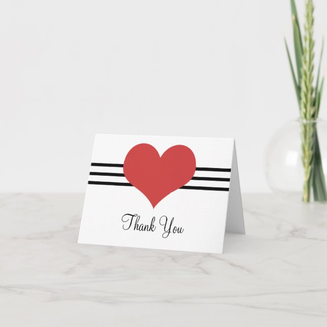 Tarjeta De Agradecimiento Mod Heart Gracias Tarjeta, Red (Anverso)