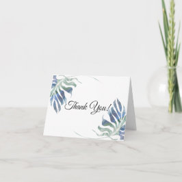 Tarjeta De Agradecimiento Moda acuarela Foliage verde tropical azul