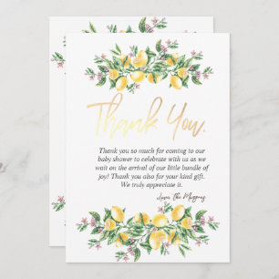 Tarjeta De Agradecimiento Moda Acuarela Lemones Flores Botánicas