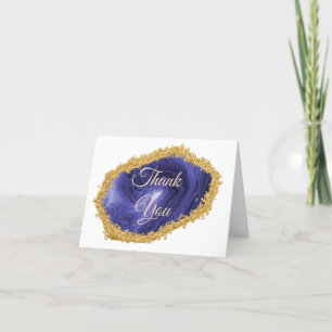 Tarjeta De Agradecimiento Moda Agate Azul Oscuro Oro Gilded Gracias