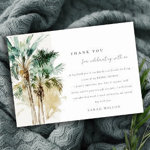 Tarjeta De Agradecimiento Moda Agua tropical Palm Trees Ducha Bridal