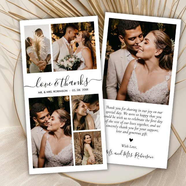 Tarjeta De Agradecimiento Moda Amor y Gracias Boda de Collage de fotos Scrip (Subido por el creador)