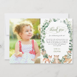 Tarjeta De Agradecimiento Moda Animales de Woodland Greenery Primera foto de