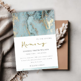 TARJETA DE AGRADECIMIENTO MODA AQUA DUSKY AZUL AGATO DE ORO AZUL SIMPATÍA ME