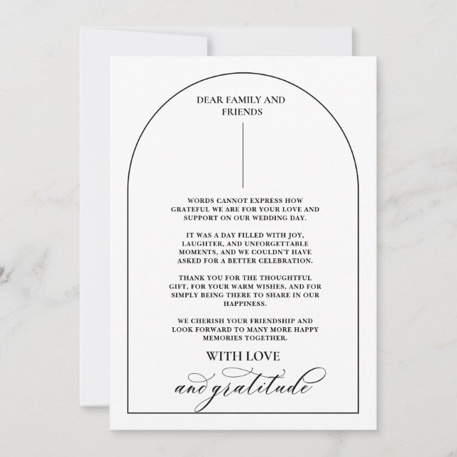 Tarjeta De Agradecimiento Moda Arco Moderno Elegante (Anverso)