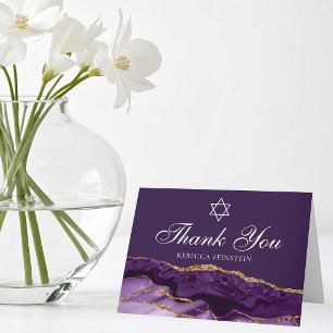 Tarjeta De Agradecimiento Moda Bat judío Mitzvah Estrella morada de oro de D