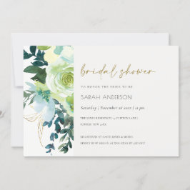 Tarjeta De Agradecimiento Moda Blue Green Floral Leafy Bridal Shower Invite