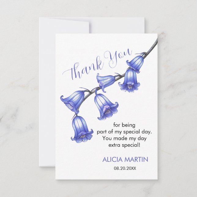 Tarjeta De Agradecimiento Moda Bluebell Flor Florencia Gracias (Anverso)