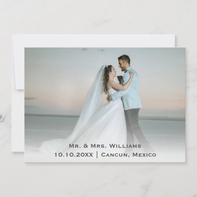 Tarjeta De Agradecimiento Moda Boda Clásico De Moda Foto Novia Y Groom (Anverso)