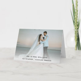 Tarjeta De Agradecimiento Moda Boda Clásico De Moda Foto Novia Y Groom