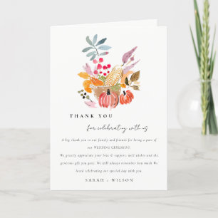 Tarjeta De Agradecimiento Moda Boda de acuarela de cosecha otoño