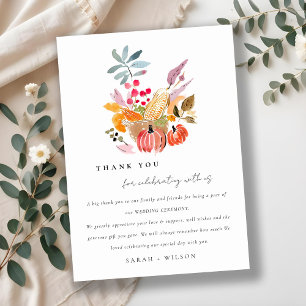 Tarjeta De Agradecimiento Moda Boda de acuarela de cosecha otoño