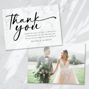 Tarjeta De Agradecimiento Moda Boda de fotografías de escritura moderna