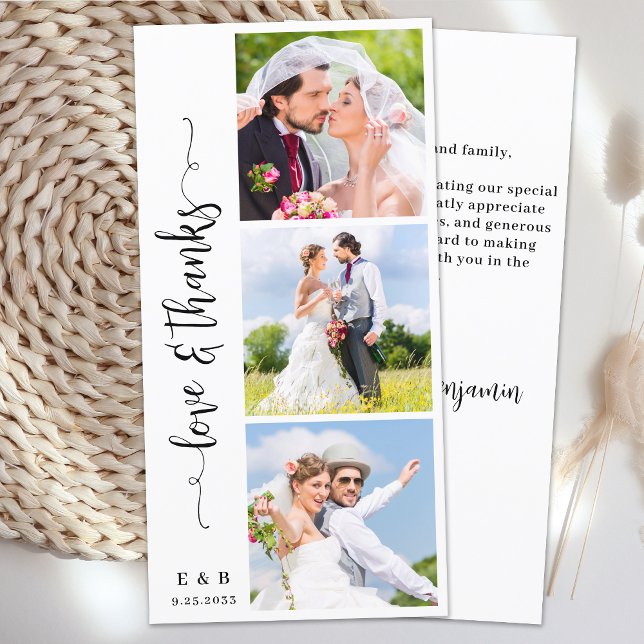 Tarjeta De Agradecimiento Moda Boda moderna Monograma personalizado 3 Foto (Subido por el creador)