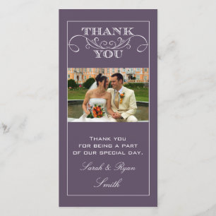 Tarjeta De Agradecimiento Moda Boda Púrpura Gracias Cartas Fotográficas