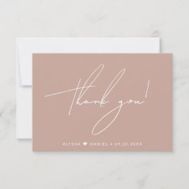 Tarjeta De Agradecimiento Moda Boda simple en blanco negro Rubor rosa