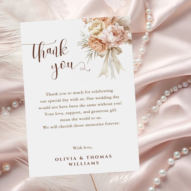 Tarjeta De Agradecimiento Moda Boho Boda Creamy Pastel Floral (Subido por el creador)